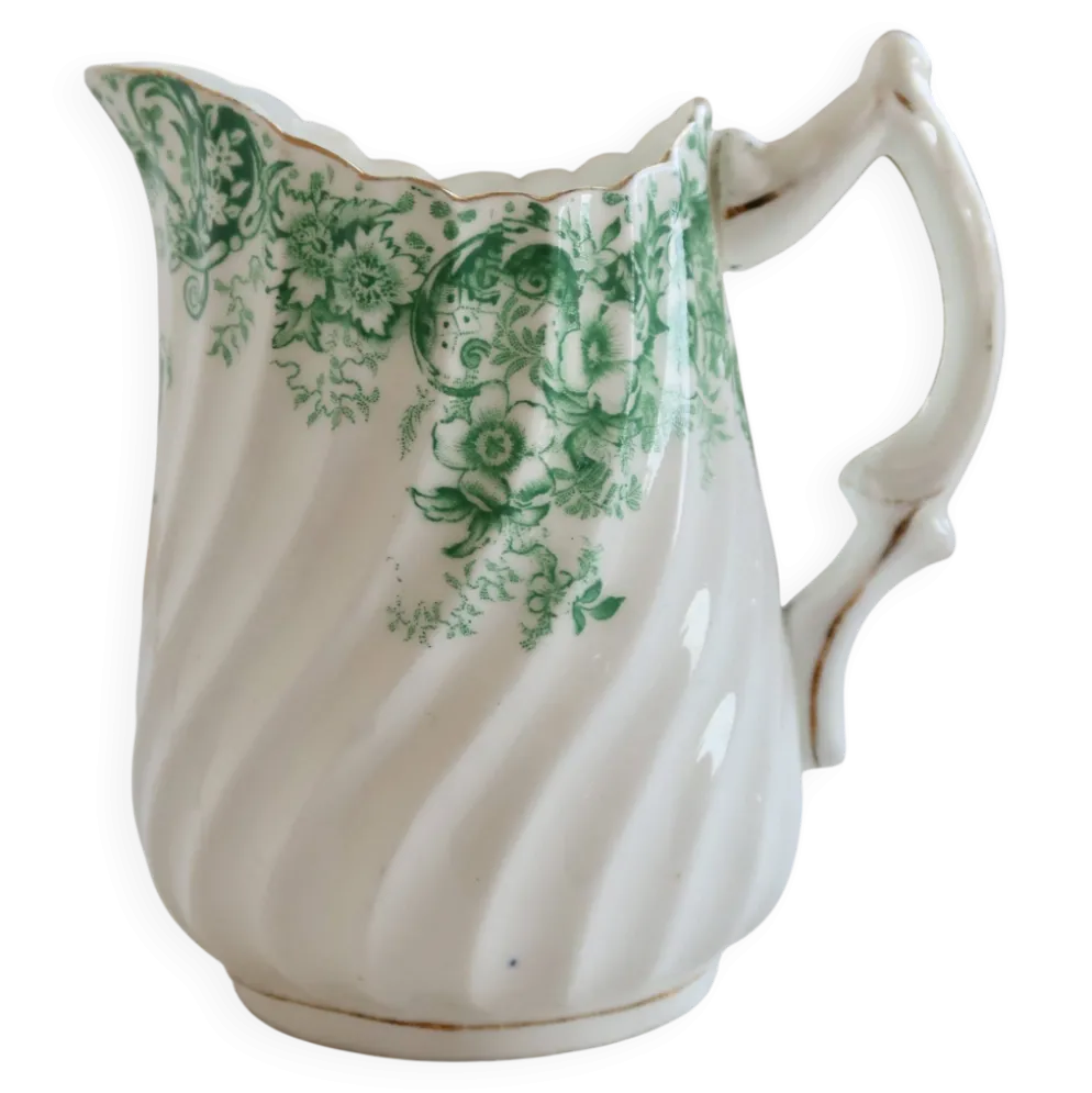 Pot à lait ancien en porcelaine Clifton China WH&S – Décor vert et liseré