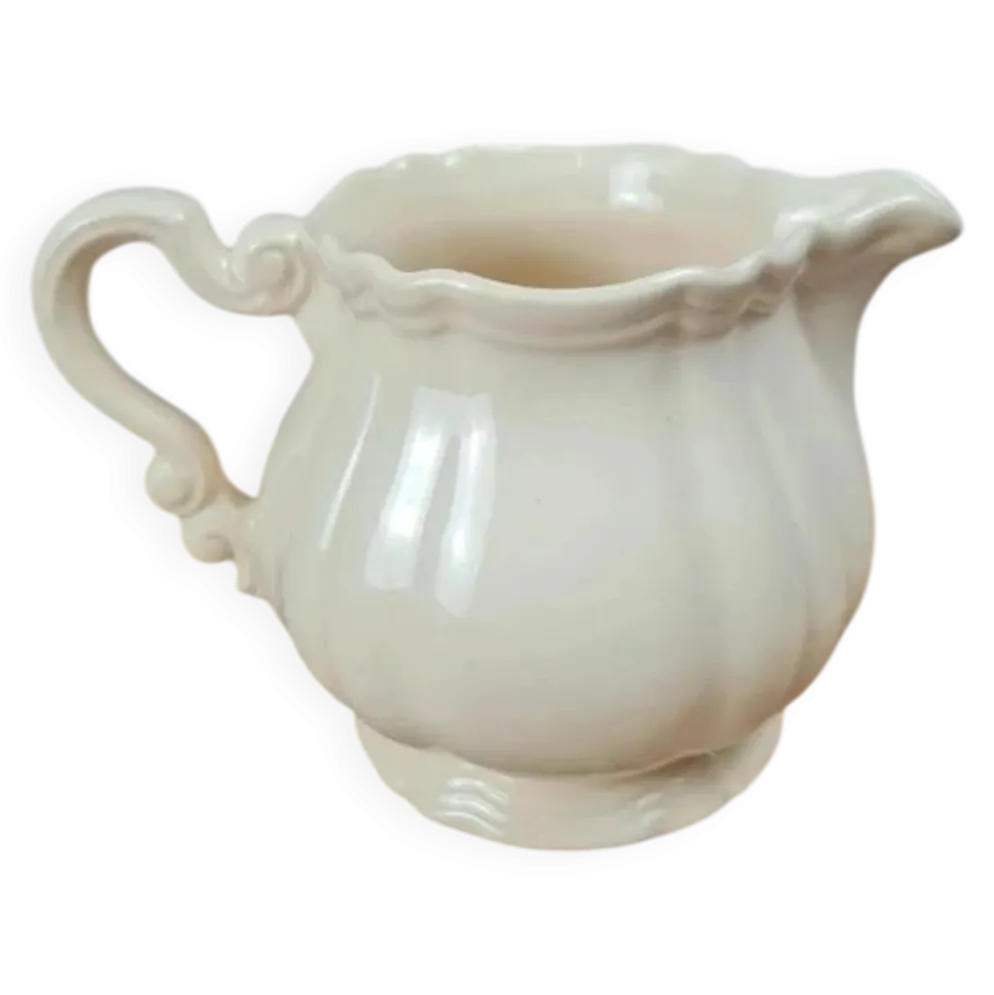 Pot à lait ancien Sarreguemines – Faïence crème