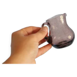 Pot à lait, crémier, Biot en verre bullé, fabrication artisanale, violine, vintage