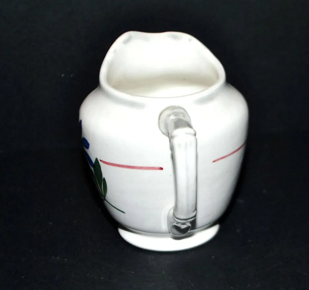 Pot à lait, crémier en faïence de Sarreguemines, décor au pochoir, 1920