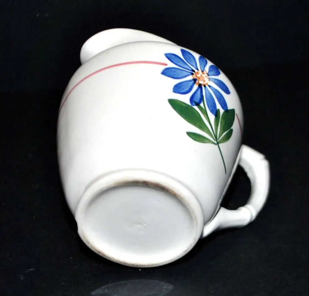 Pot à lait, crémier en faïence de Sarreguemines, décor au pochoir, 1920