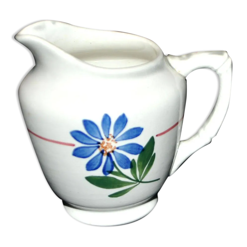 Pot à lait, crémier en faïence de Sarreguemines, décor au pochoir, 1920