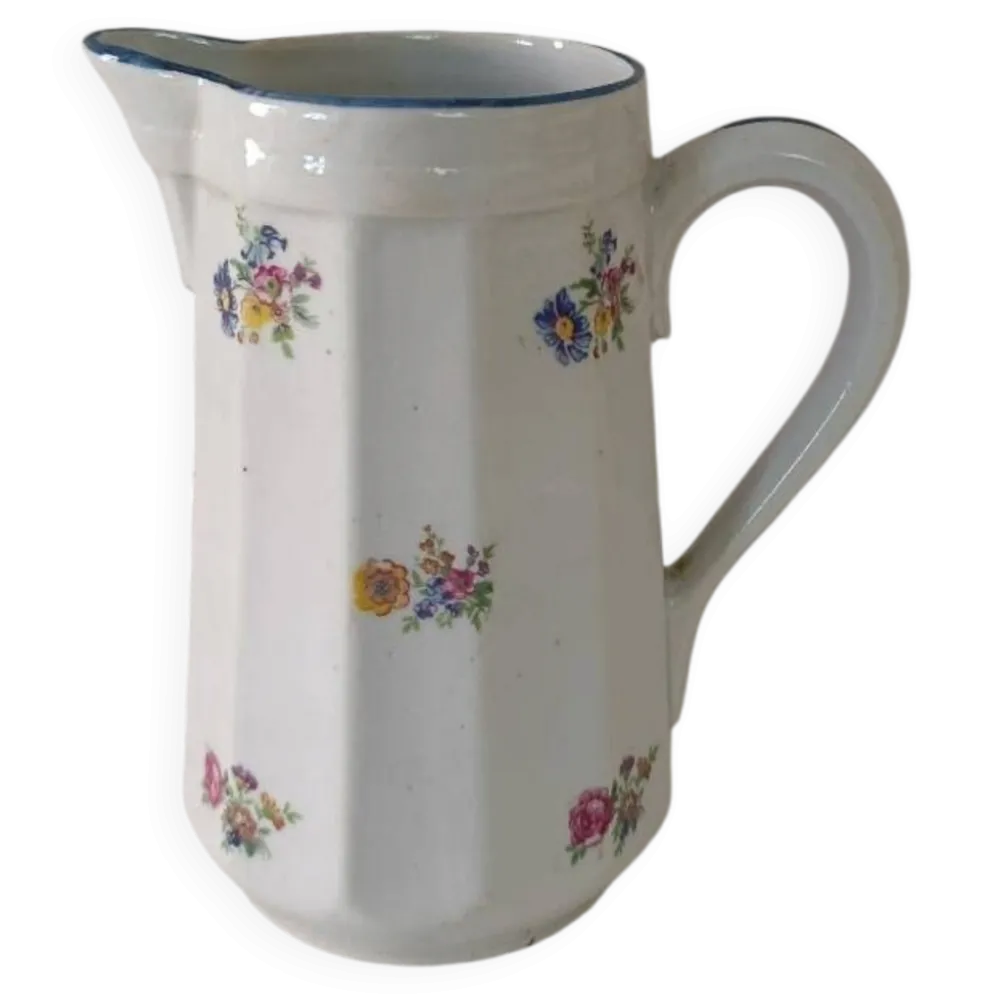 Pot à lait en faïence motifs petites fleurs