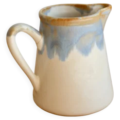 Pot à lait vintage céramique émaillée dégradé bleu et taupe
