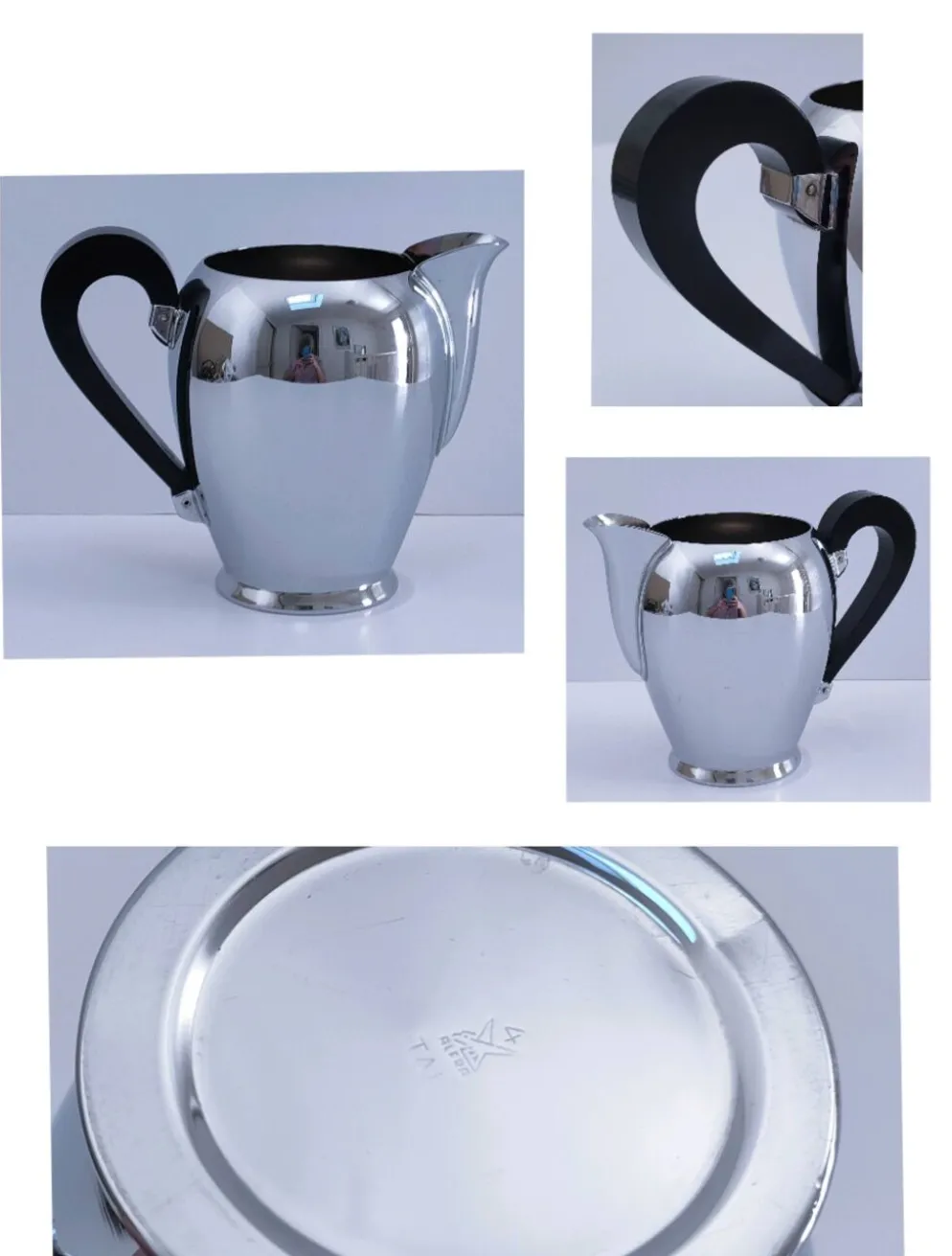 Pot à lait vintage modèle "bombé" en inox par Carlo Alessi