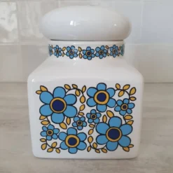Pot rangement céramique motif fleur bleu Tauntun Vale / England