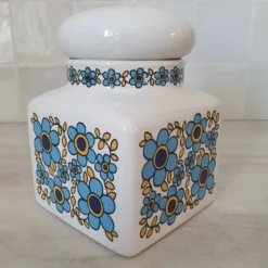 Pot rangement céramique motif fleur bleu Tauntun Vale / England