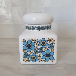 Pot rangement céramique motif fleur bleu Tauntun Vale / England