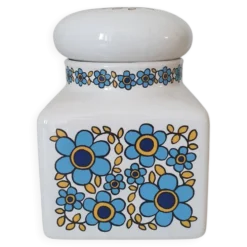 Pot rangement céramique motif fleur bleu Tauntun Vale / England