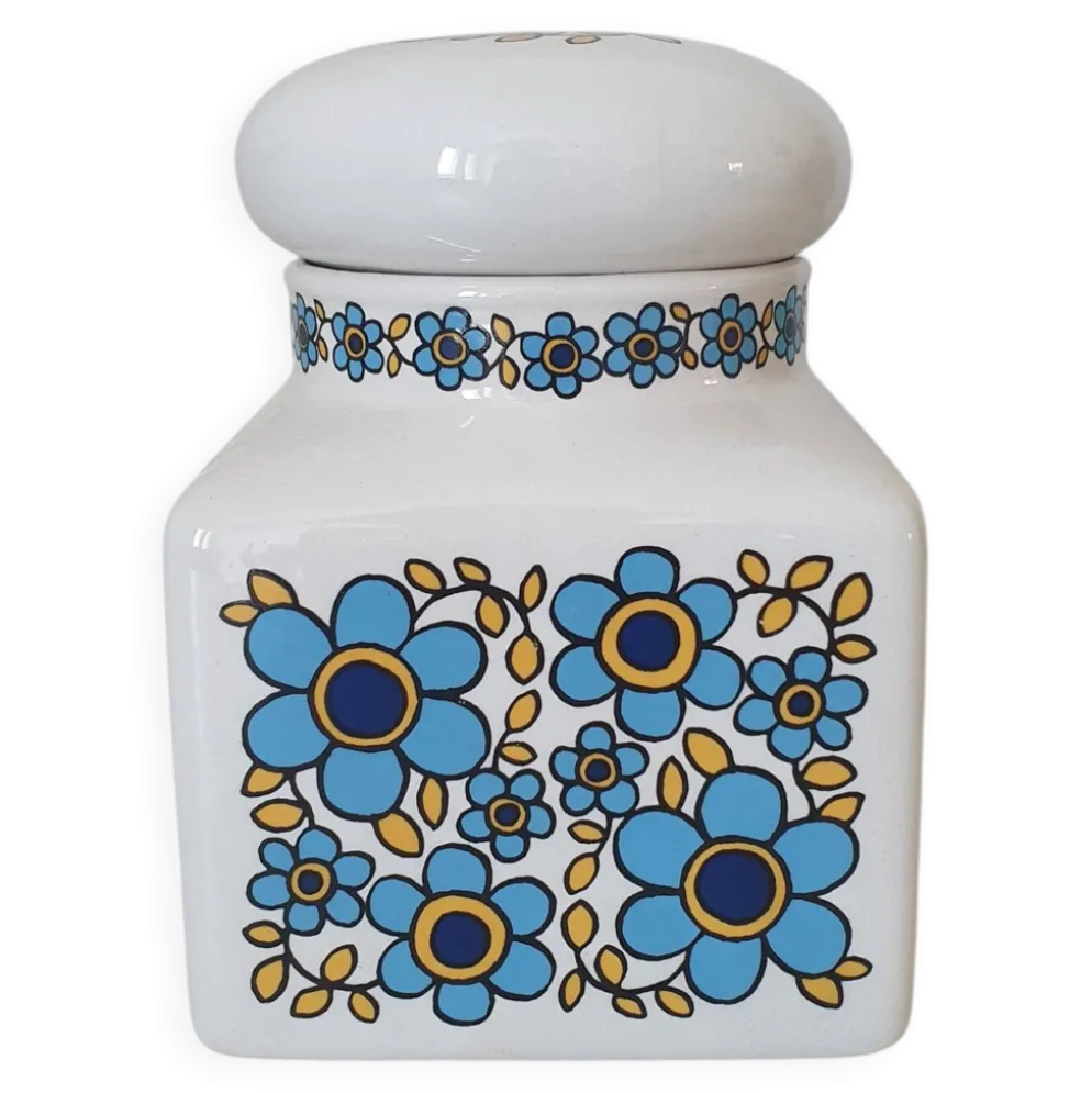 Pot rangement céramique motif fleur bleu Tauntun Vale / England