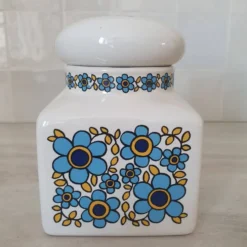 Pot rangement céramique motif fleur bleu Tauntun Vale / England