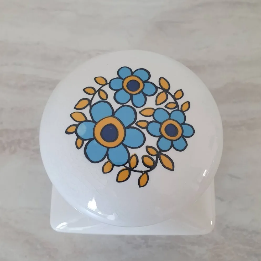 Pot rangement céramique motif fleur bleu Tauntun Vale / England