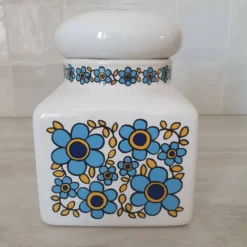 Pot rangement céramique motif fleur bleu Tauntun Vale / England