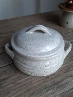 Pot à sucre en grès moucheté vintage