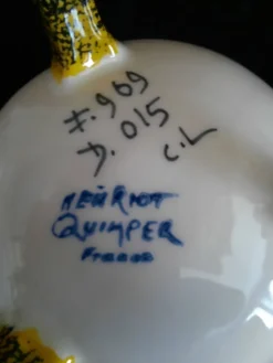 Pot Tripode avec Couvercle - Faïence Henriot Quimper - Décor Breton