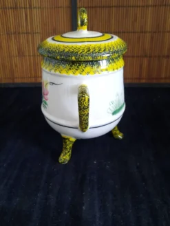 Pot Tripode avec Couvercle - Faïence Henriot Quimper - Décor Breton