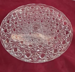 Présentoir à gâteau vintage en verre moulé pointe de diamant - Ø 32 cm