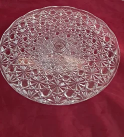 Présentoir à gâteau vintage en verre moulé pointe de diamant - Ø 32 cm