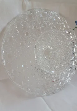 Présentoir à gâteau vintage en verre moulé pointe de diamant - Ø 32 cm