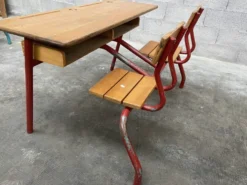 Pupitre bureau d'écolier banc vintage