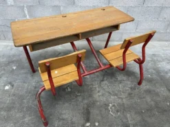 Pupitre bureau d'écolier banc vintage