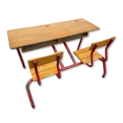 Pupitre bureau d'écolier banc vintage