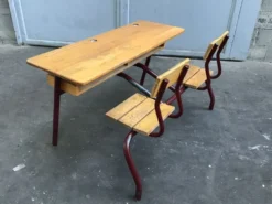 Pupitre bureau d'écolier banc vintage