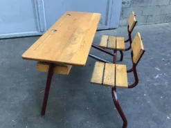 Pupitre bureau d'écolier banc vintage