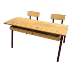 Pupitre bureau d'écolier banc vintage