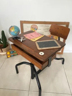 Pupitre bureau d’écolier vintage