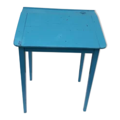 Pupitre écolier bleu avec emplacement encrier