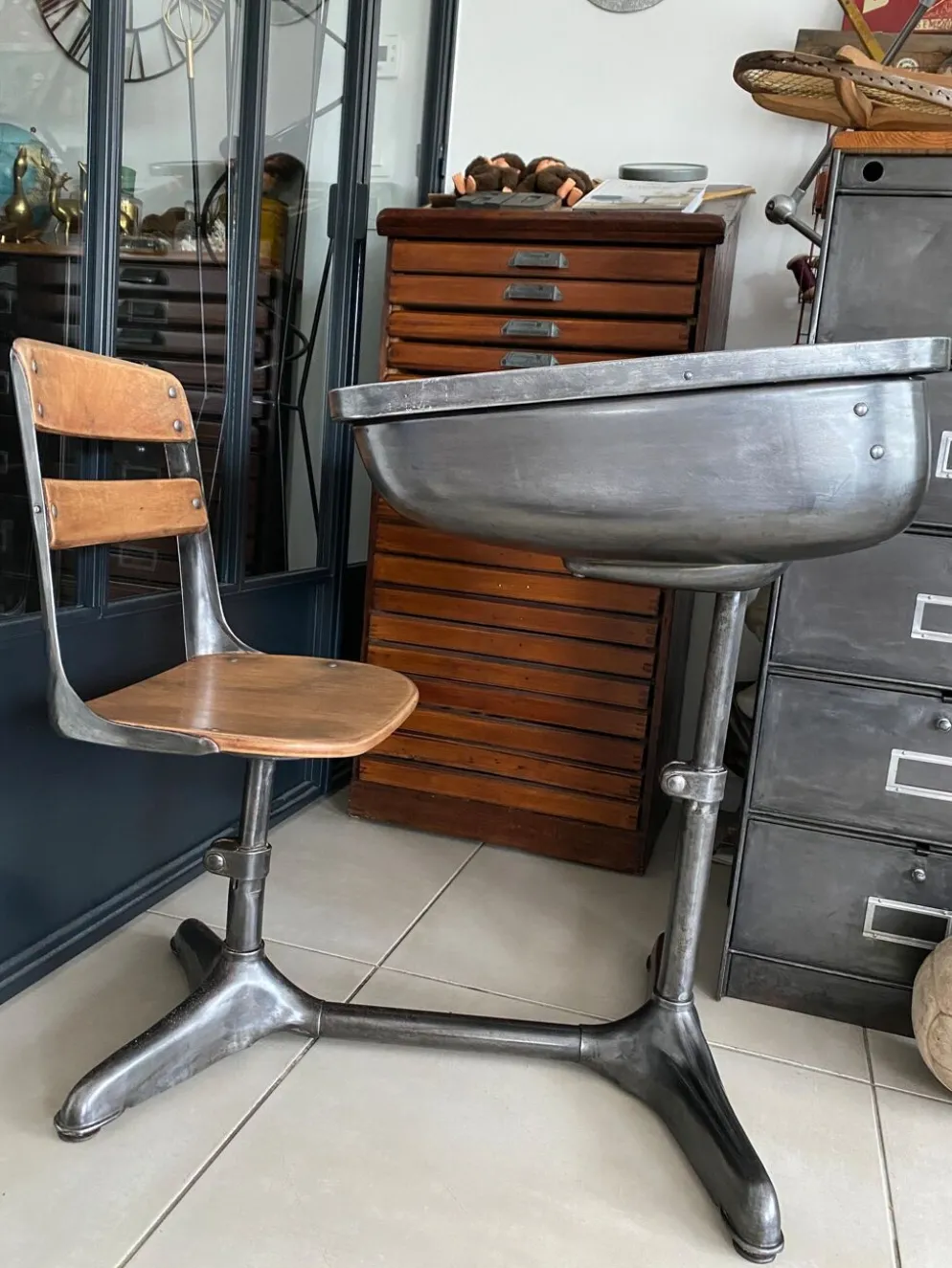 Pupitre d'écolier américain vintage