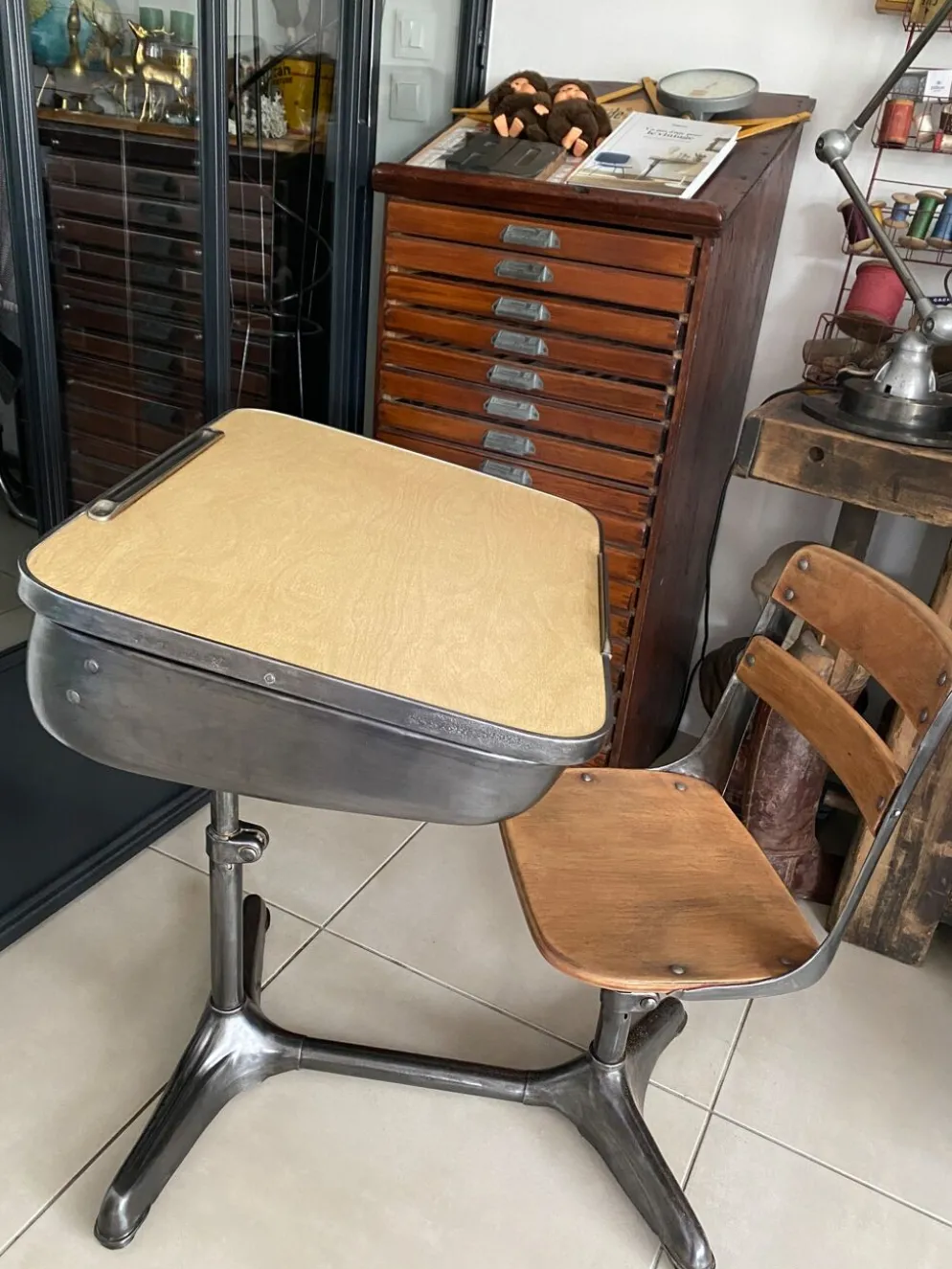 Pupitre d'écolier américain vintage