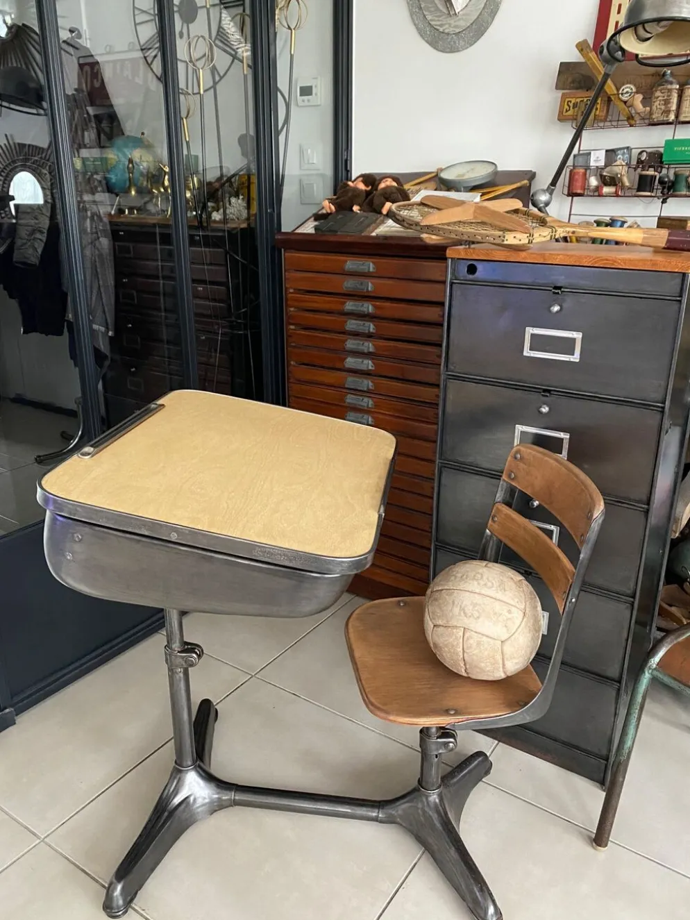 Pupitre d'écolier américain vintage