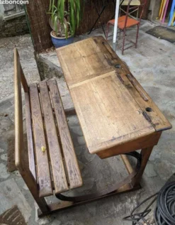 Pupitre d'écolier double avec arceaux RPC Maque Marcel ROY 1920