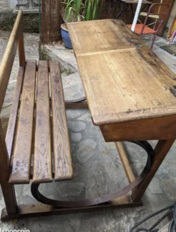 Pupitre d'écolier double avec arceaux RPC Maque Marcel ROY 1920