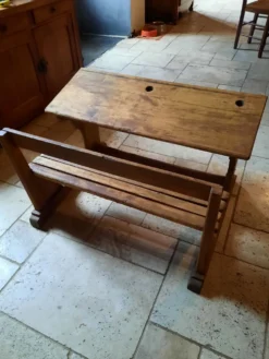 Pupitre d'écolier en bois deux places