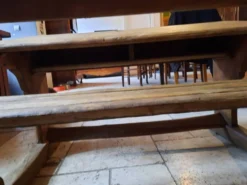 Pupitre d'écolier en bois deux places