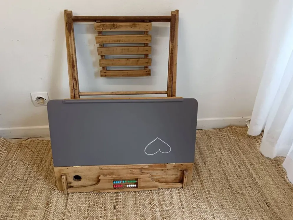 Pupitre d'écolier en bois enfant pliable ardoise