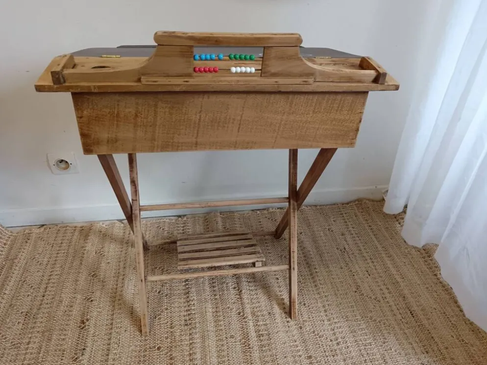 Pupitre d'écolier en bois enfant pliable ardoise