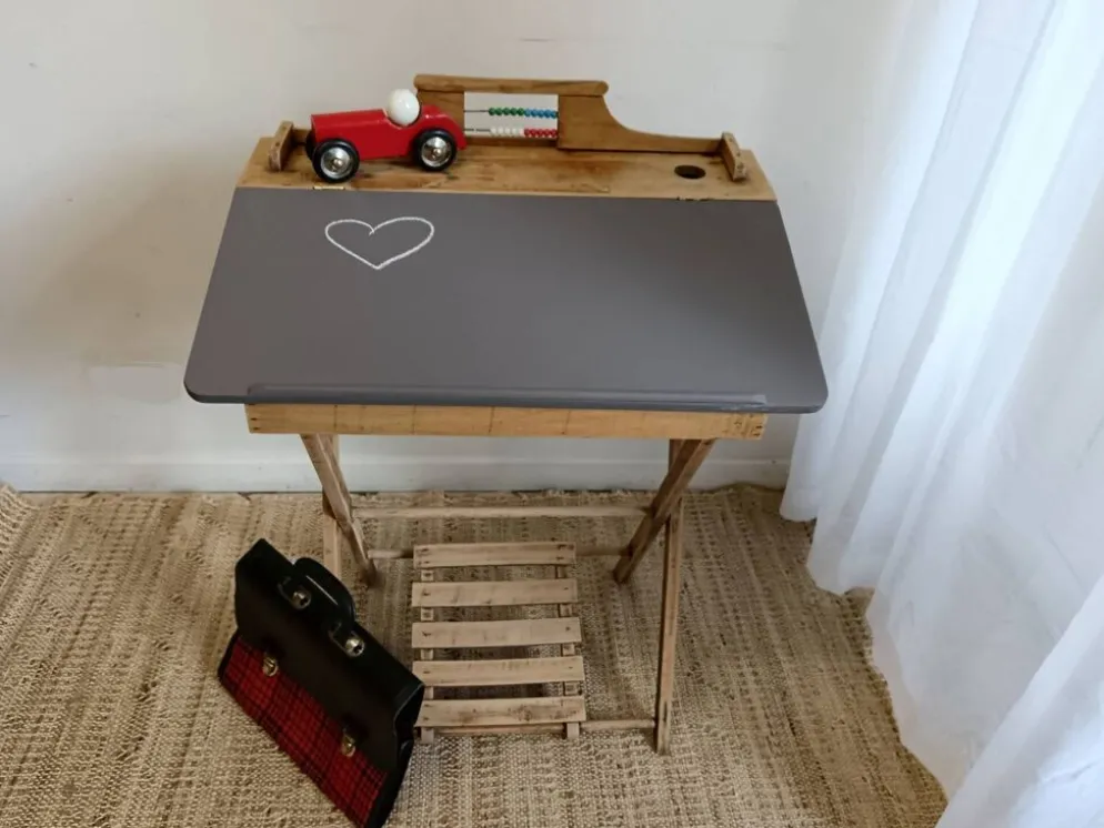 Pupitre d'écolier en bois enfant pliable ardoise