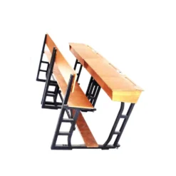 Pupitre d'écolier en bois sur roulettes