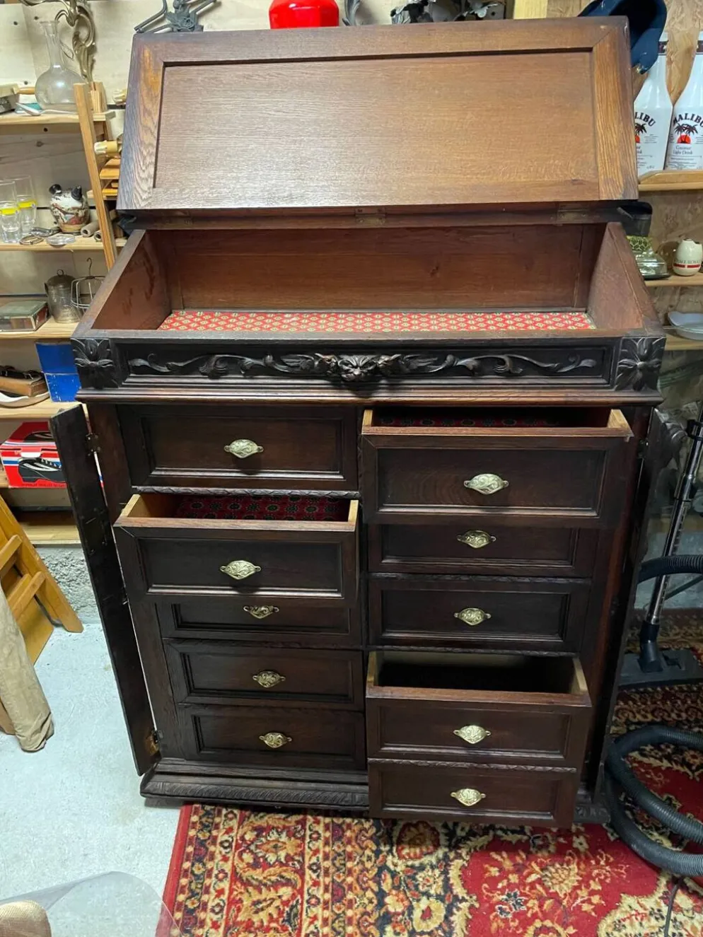 Pupitre meuble écritoire à tiroirs ancien