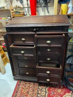Pupitre meuble écritoire à tiroirs ancien