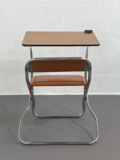 Pupitre pliable écolier vintage assise en similicuir