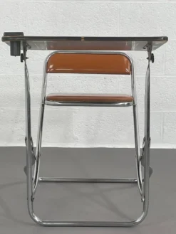 Pupitre pliable écolier vintage assise en similicuir
