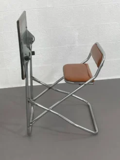Pupitre pliable écolier vintage assise en similicuir