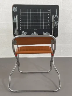 Pupitre pliable écolier vintage assise en similicuir