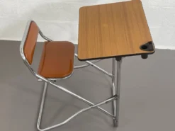 Pupitre pliable écolier vintage assise en similicuir