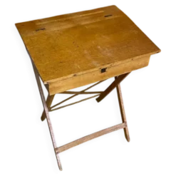 Pupitre pliant ancien enfant en bois avec case années 50 vintage